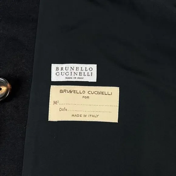 Brunello Cucinelli Monili Bead Trimmed DB Peacoat Jacket Black Size 42 US 6 NWT